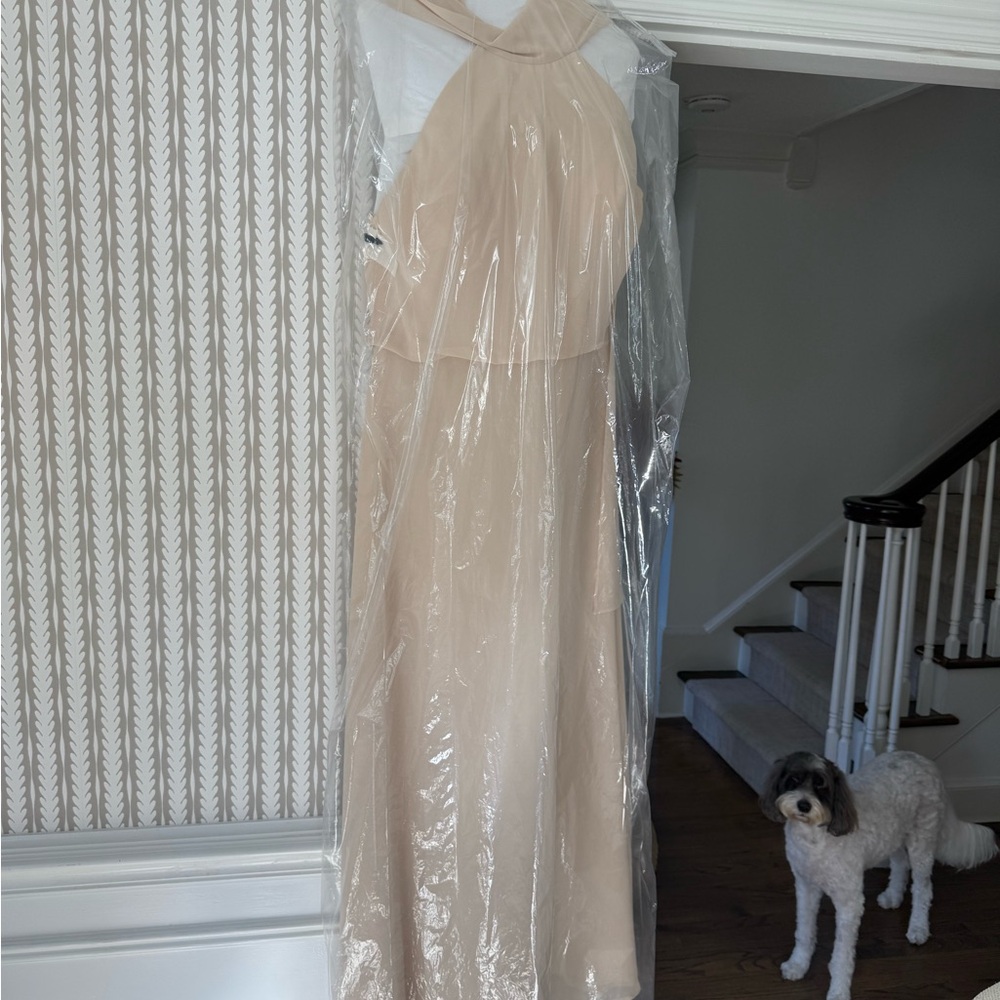 Jenny Yoo Brett Elegant Beige Halter Dress